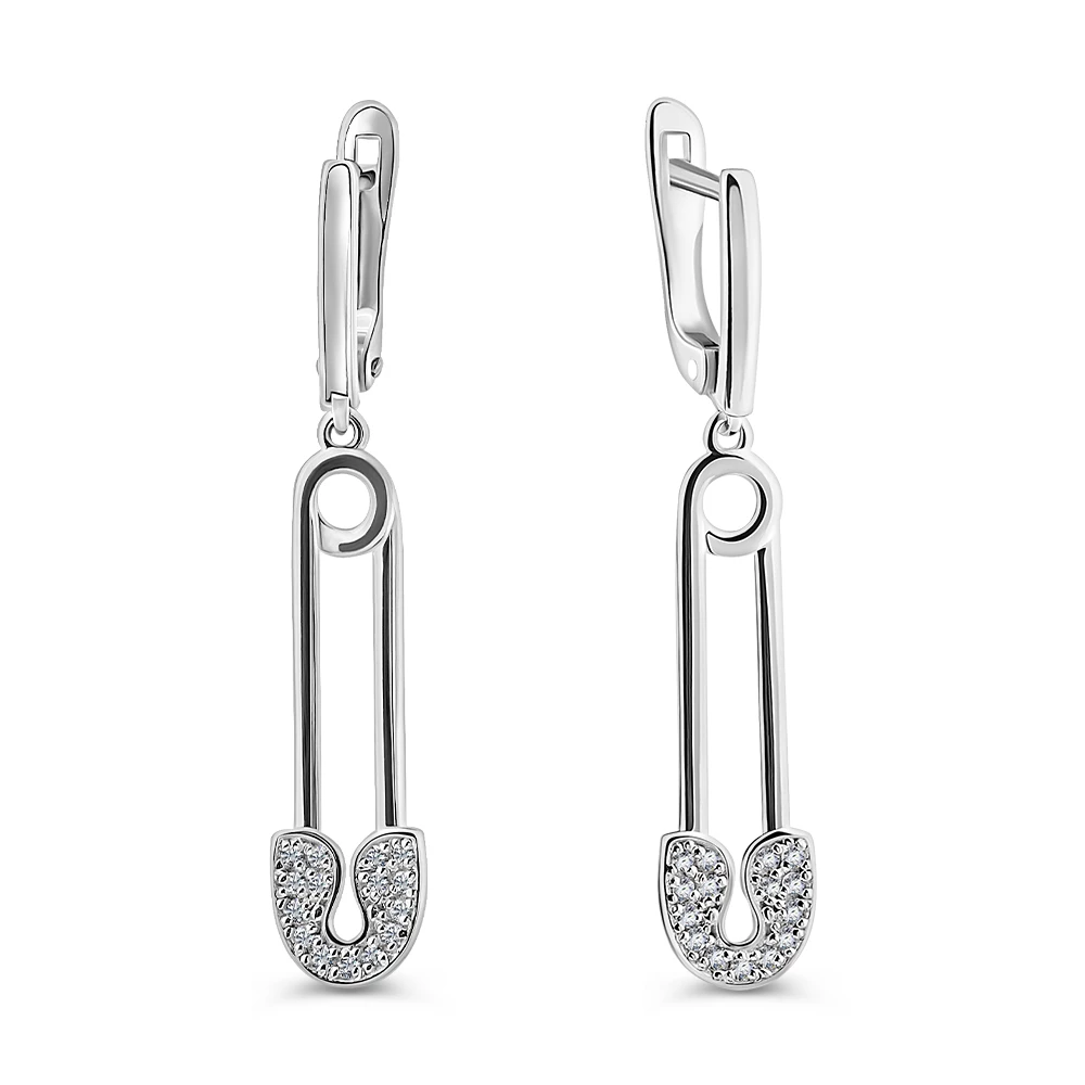 Серьги с фианитами из серебра 925 пробы 1