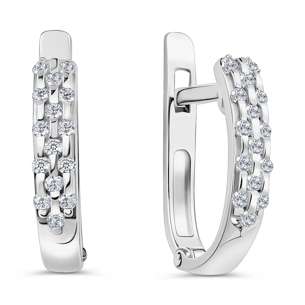 Серьги с фианитами из серебра 925 пробы 1