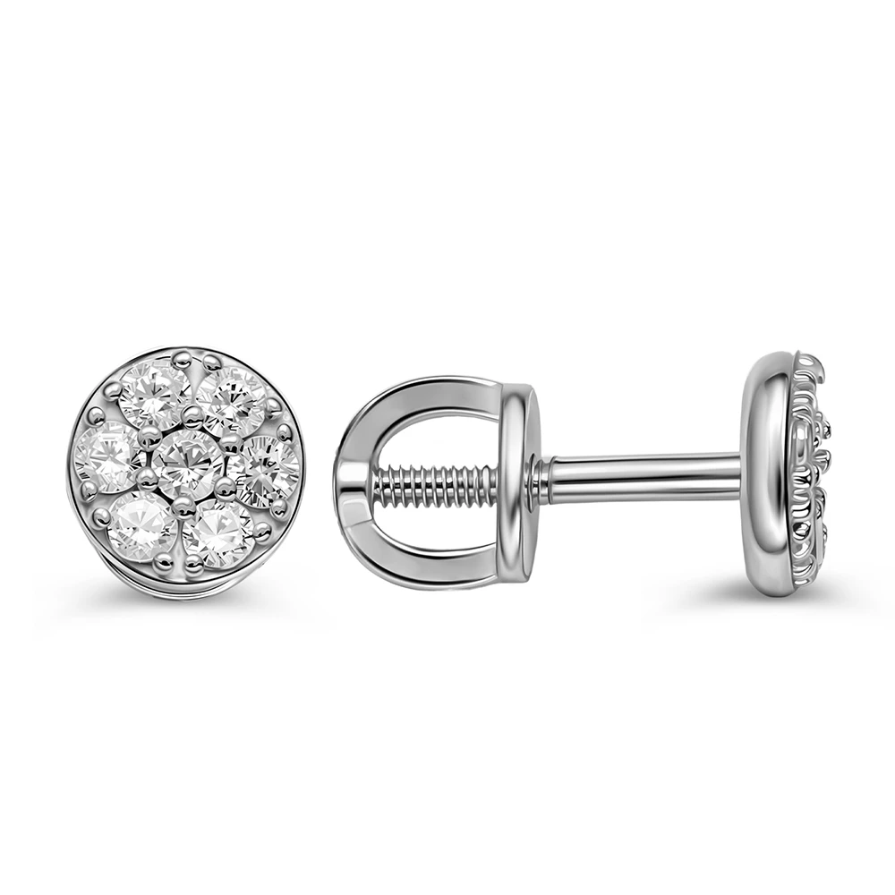 Серьги с фианитами из серебра 925 пробы