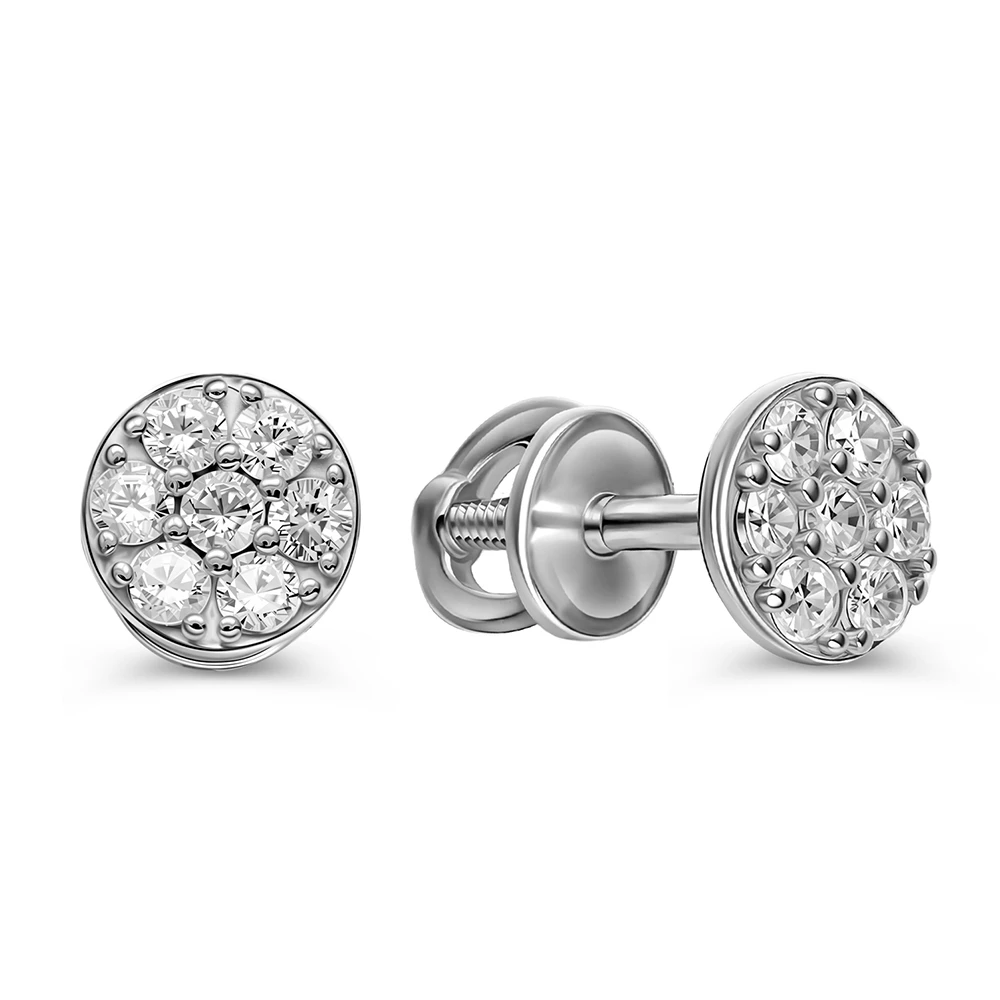 Серьги с фианитами из серебра 925 пробы