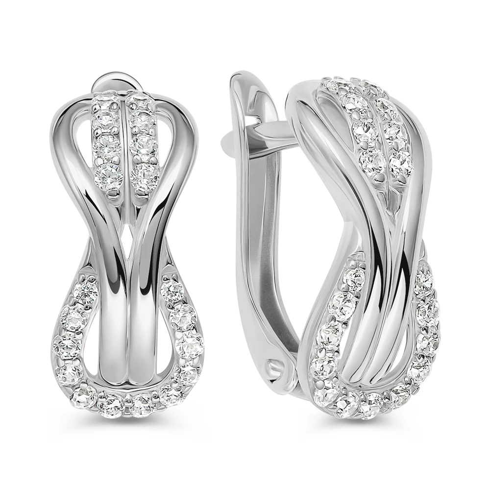 Серьги с фианитами из серебра 925 пробы 2