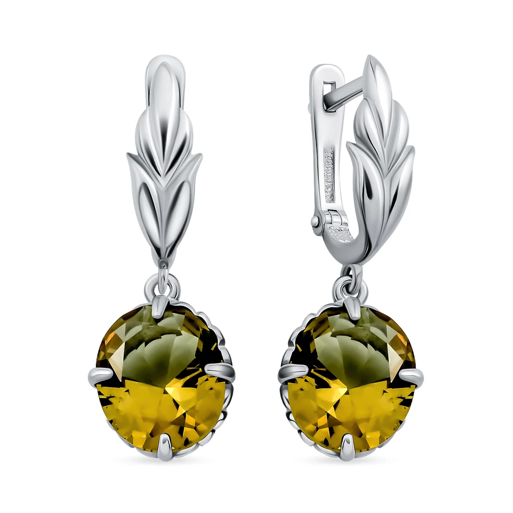 Серьги с султанитами из серебра 925 пробы