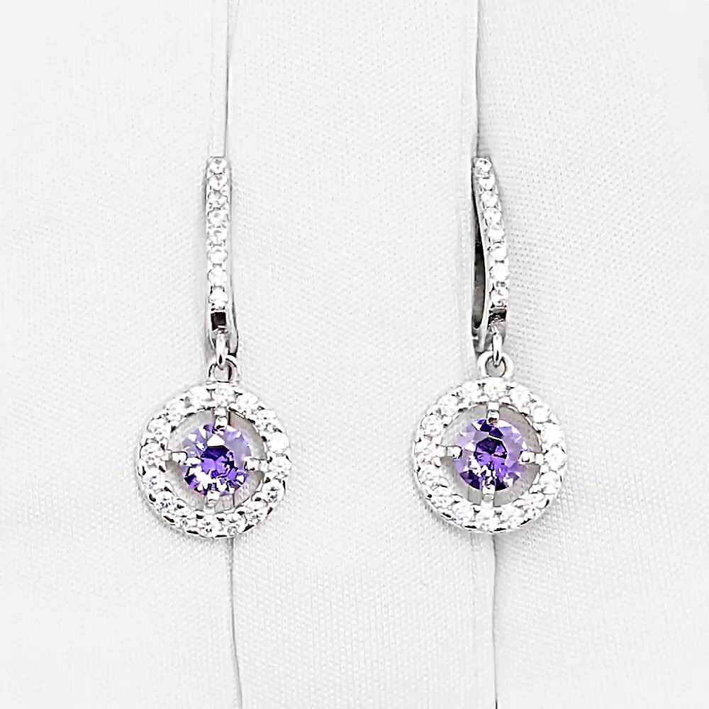 Серьги с фианитами из серебра 925 пробы 1