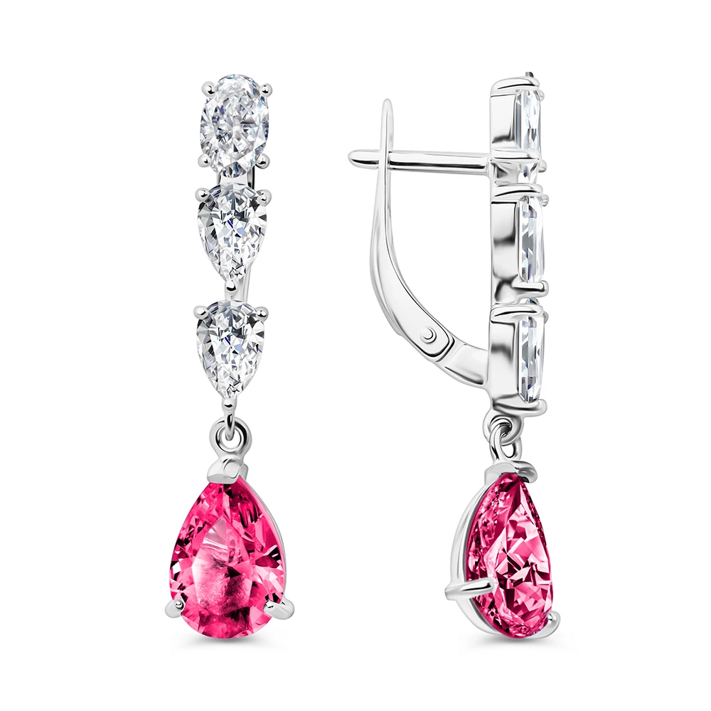 Серьги с фианитами из серебра 925 пробы 2
