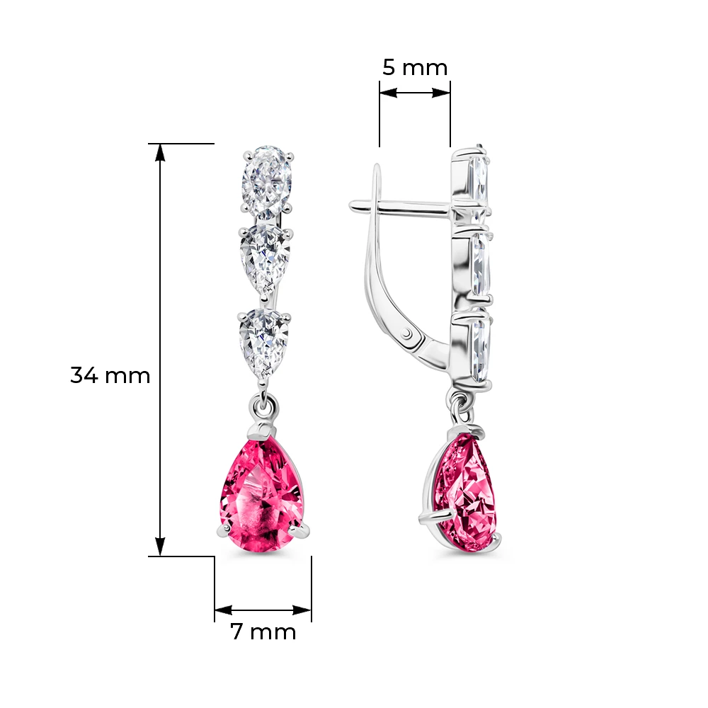 Серьги с фианитами из серебра 925 пробы 3