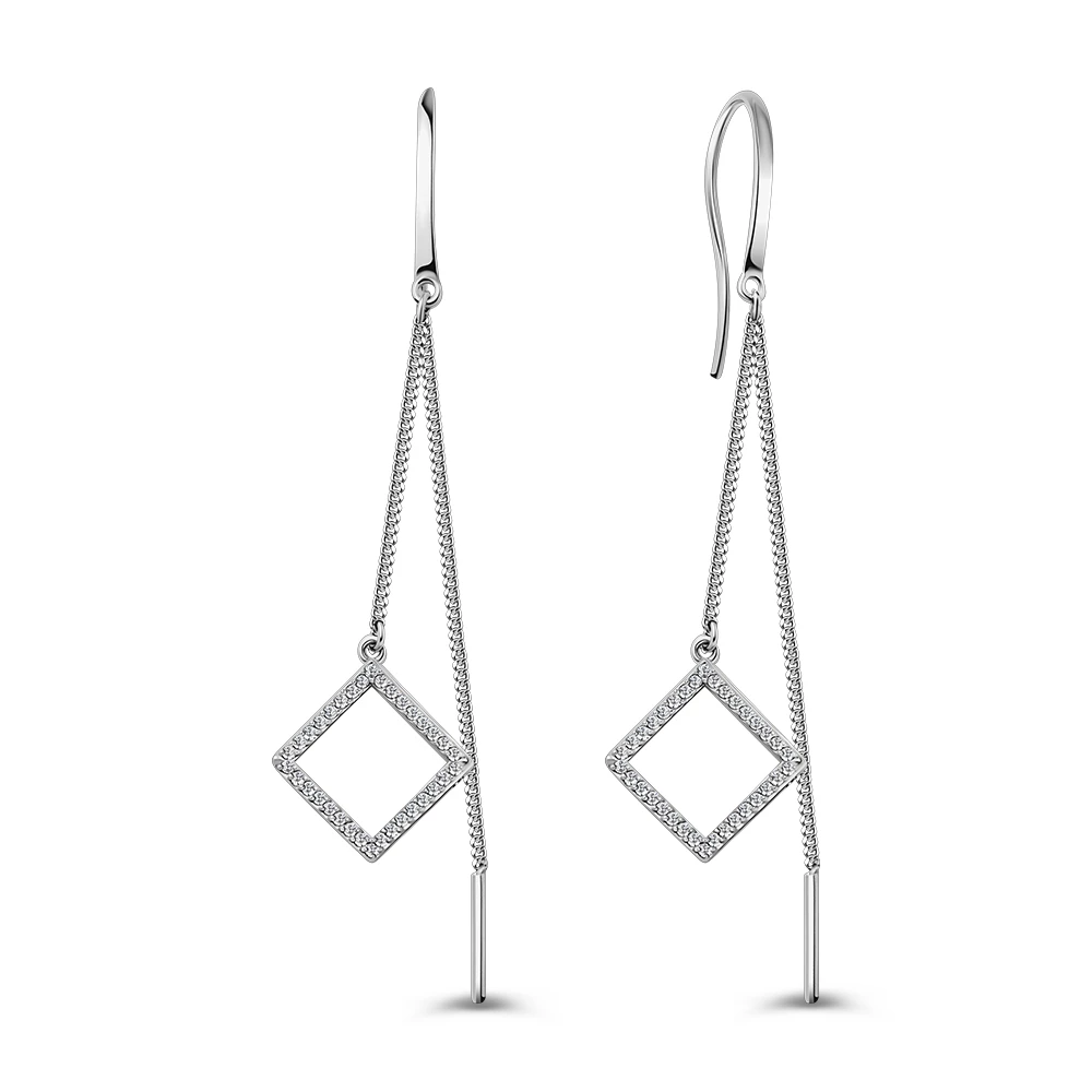 Серьги с фианитами из серебра 925 пробы 1