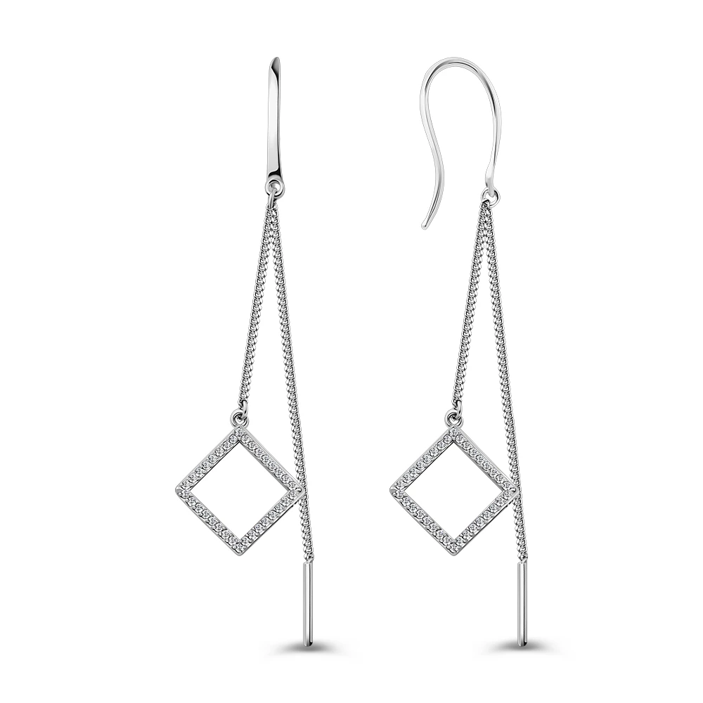 Серьги с фианитами из серебра 925 пробы 2