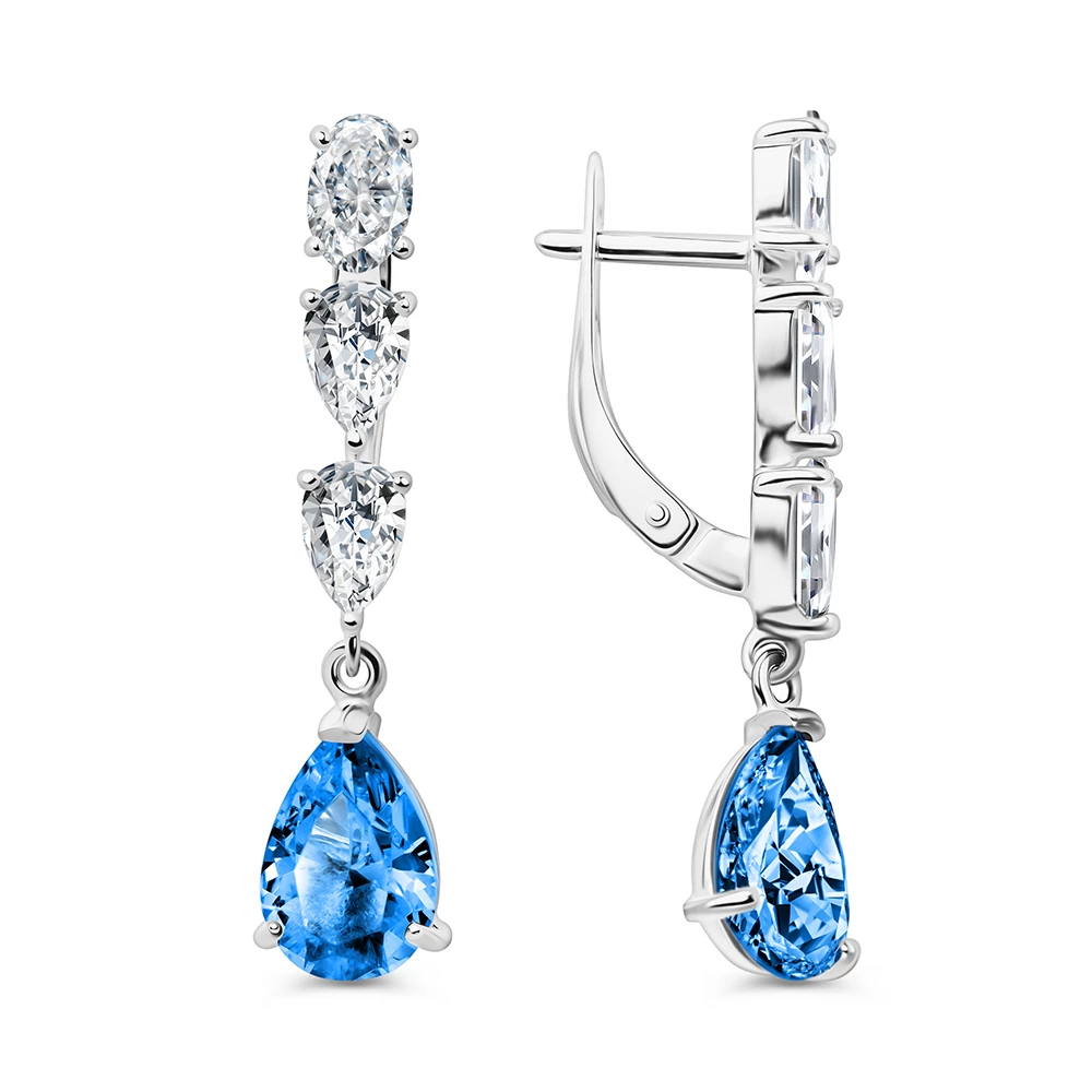 Серьги с фианитами из серебра 925 пробы