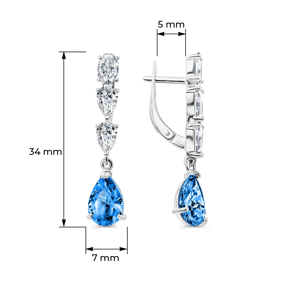 Серьги с фианитами из серебра 925 пробы