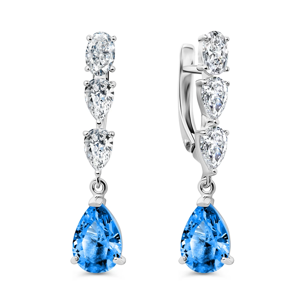 Серьги с фианитами из серебра 925 пробы