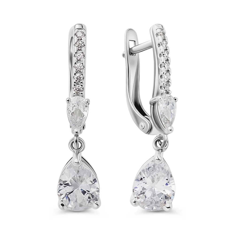 Серьги с фианитами из серебра 925 пробы 1