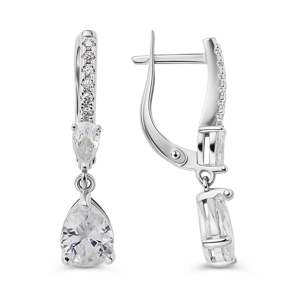 Серьги с фианитами из серебра 925 пробы 2