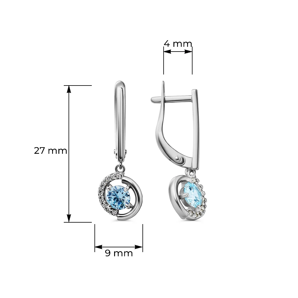 Серьги с фианитами из серебра 925 пробы