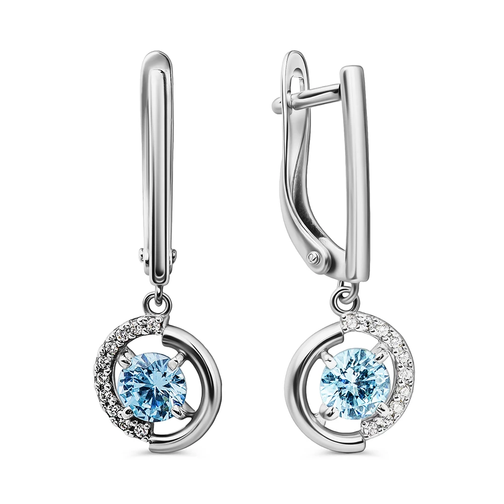 Серьги с фианитами из серебра 925 пробы