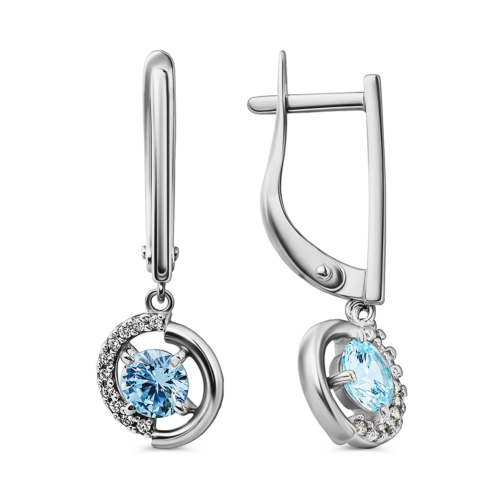 Серьги с фианитами из серебра 925 пробы