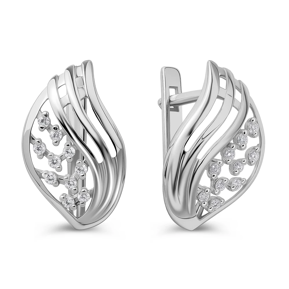 Серьги с фианитами из серебра 925 пробы 1