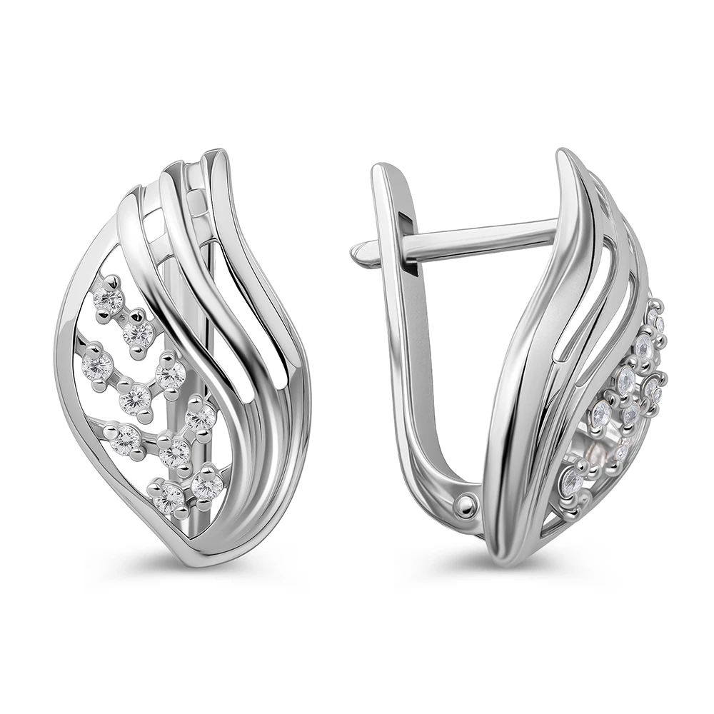 Серьги с фианитами из серебра 925 пробы 2