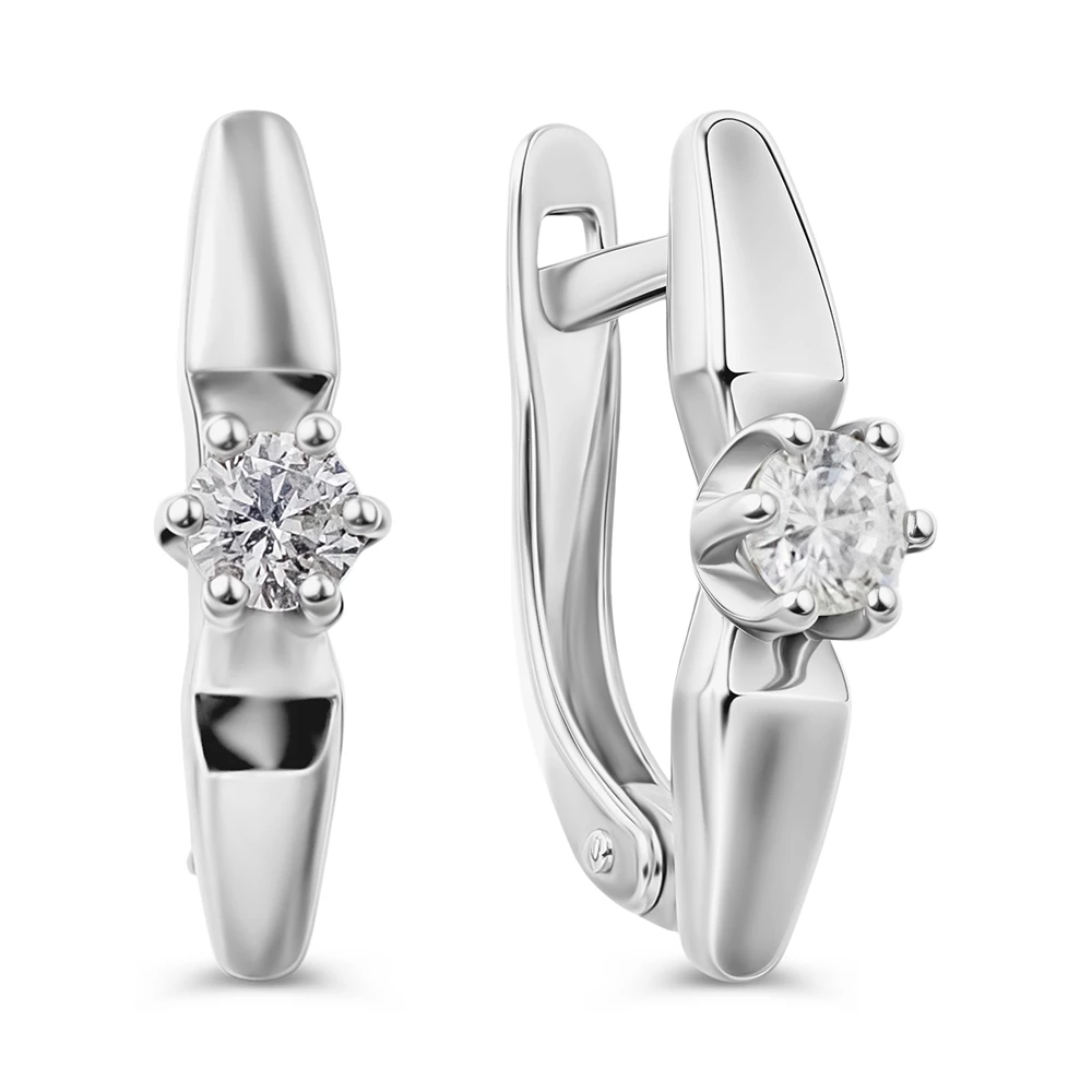 Серьги с фианитами из серебра 925 пробы