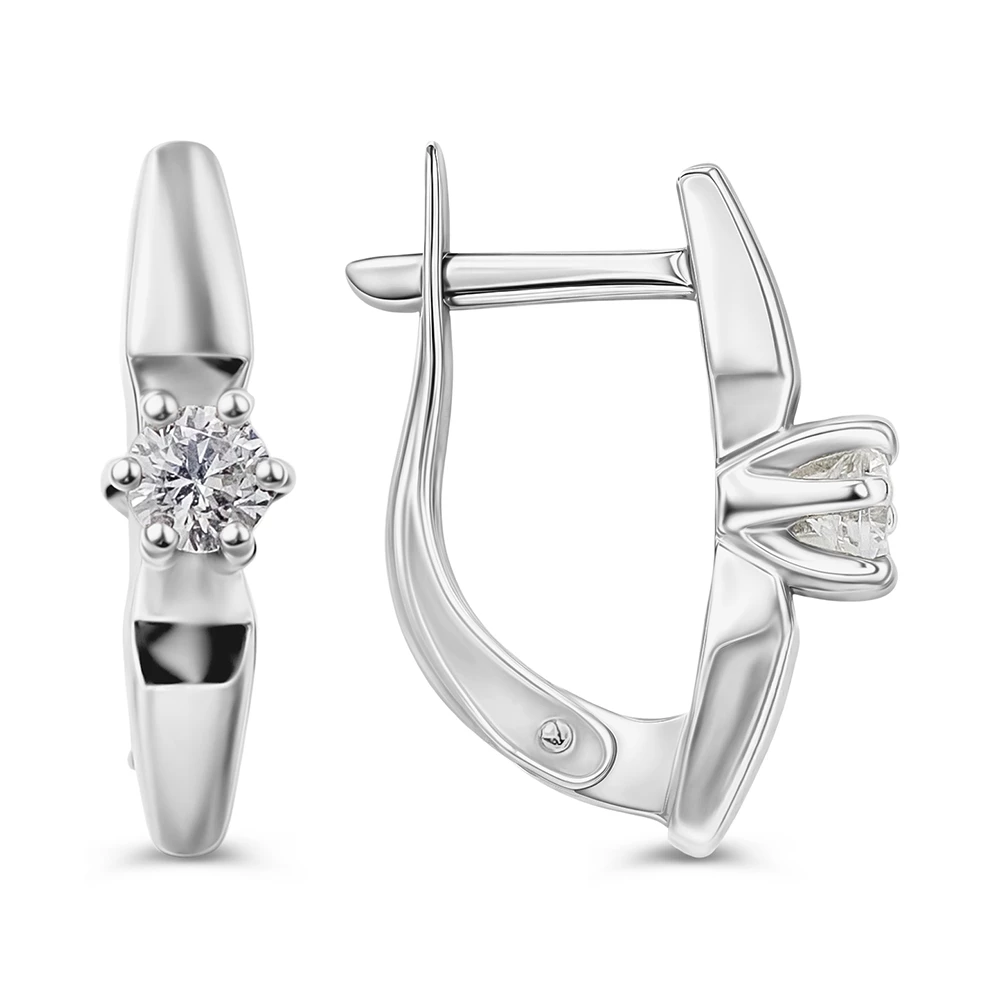 Серьги с фианитами из серебра 925 пробы