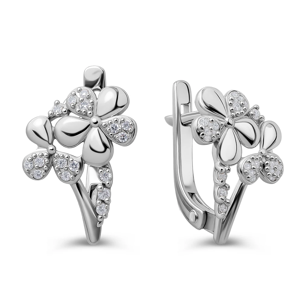 Серьги с фианитами из серебра 925 пробы 1