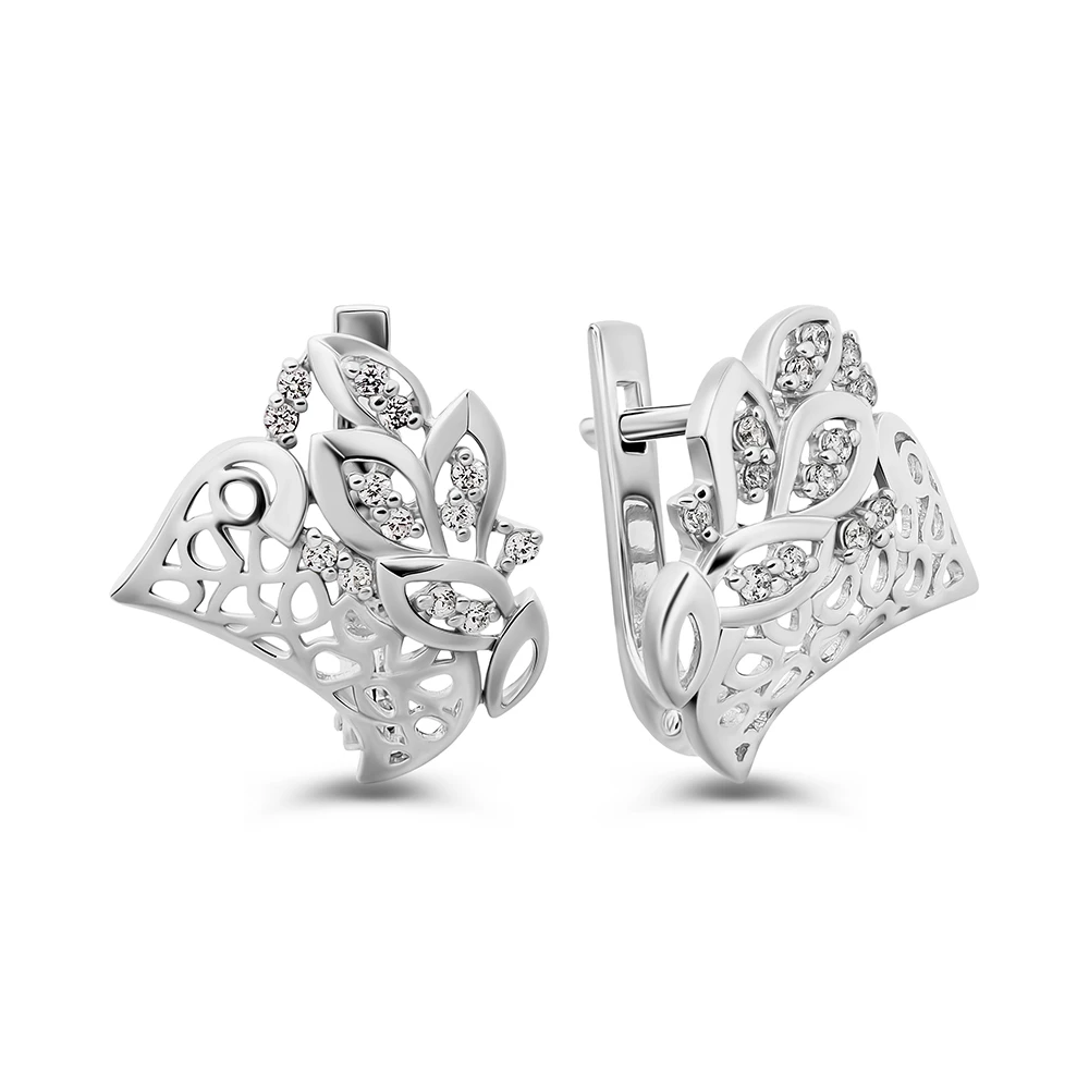 Серьги с фианитами из серебра 925 пробы