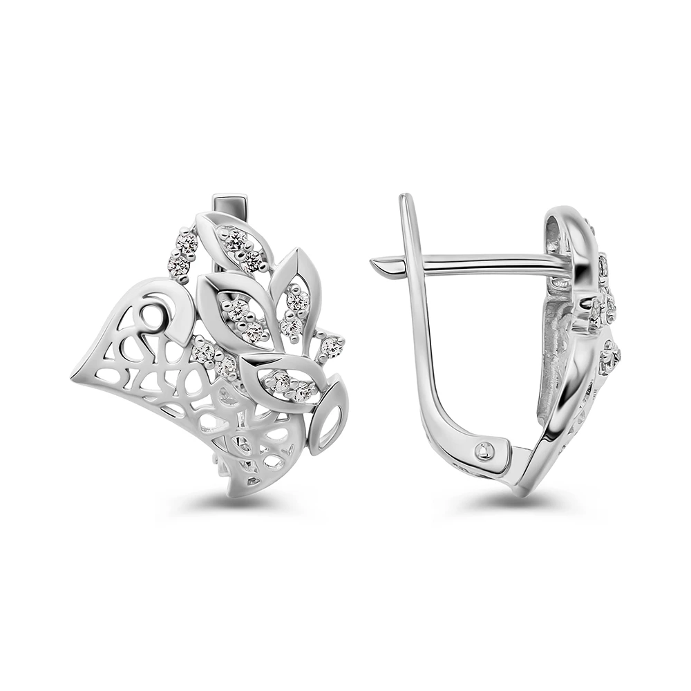 Серьги с фианитами из серебра 925 пробы