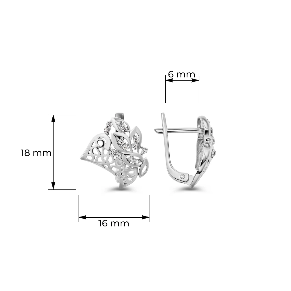 Серьги с фианитами из серебра 925 пробы