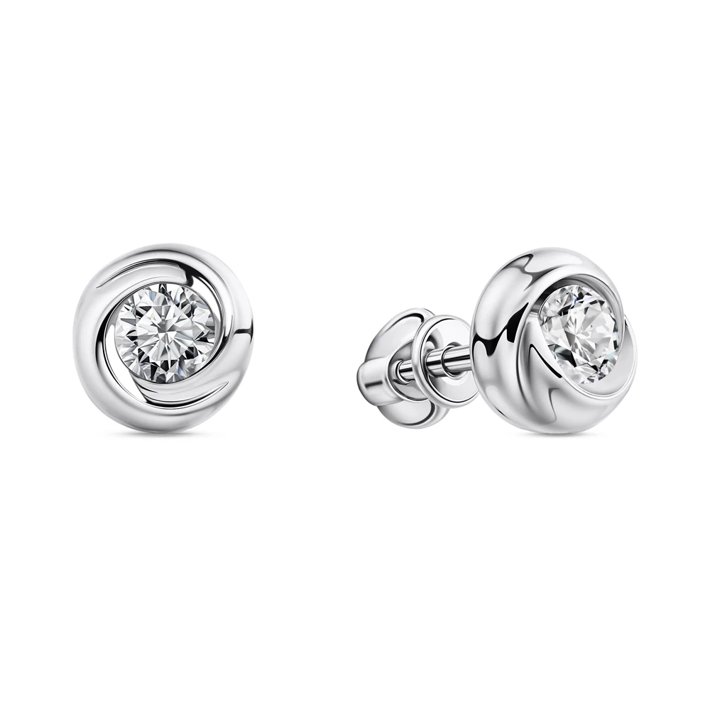 Серьги с фианитами из серебра 925 пробы