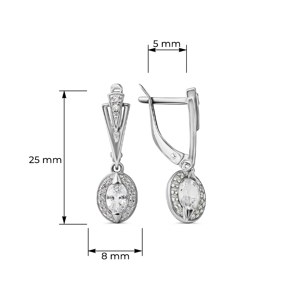 Серьги с фианитами из серебра 925 пробы