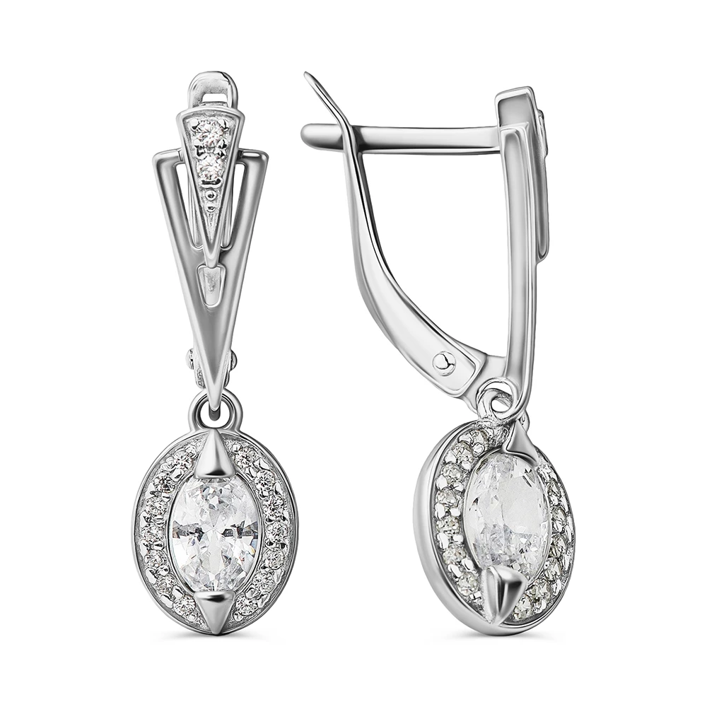 Серьги с фианитами из серебра 925 пробы