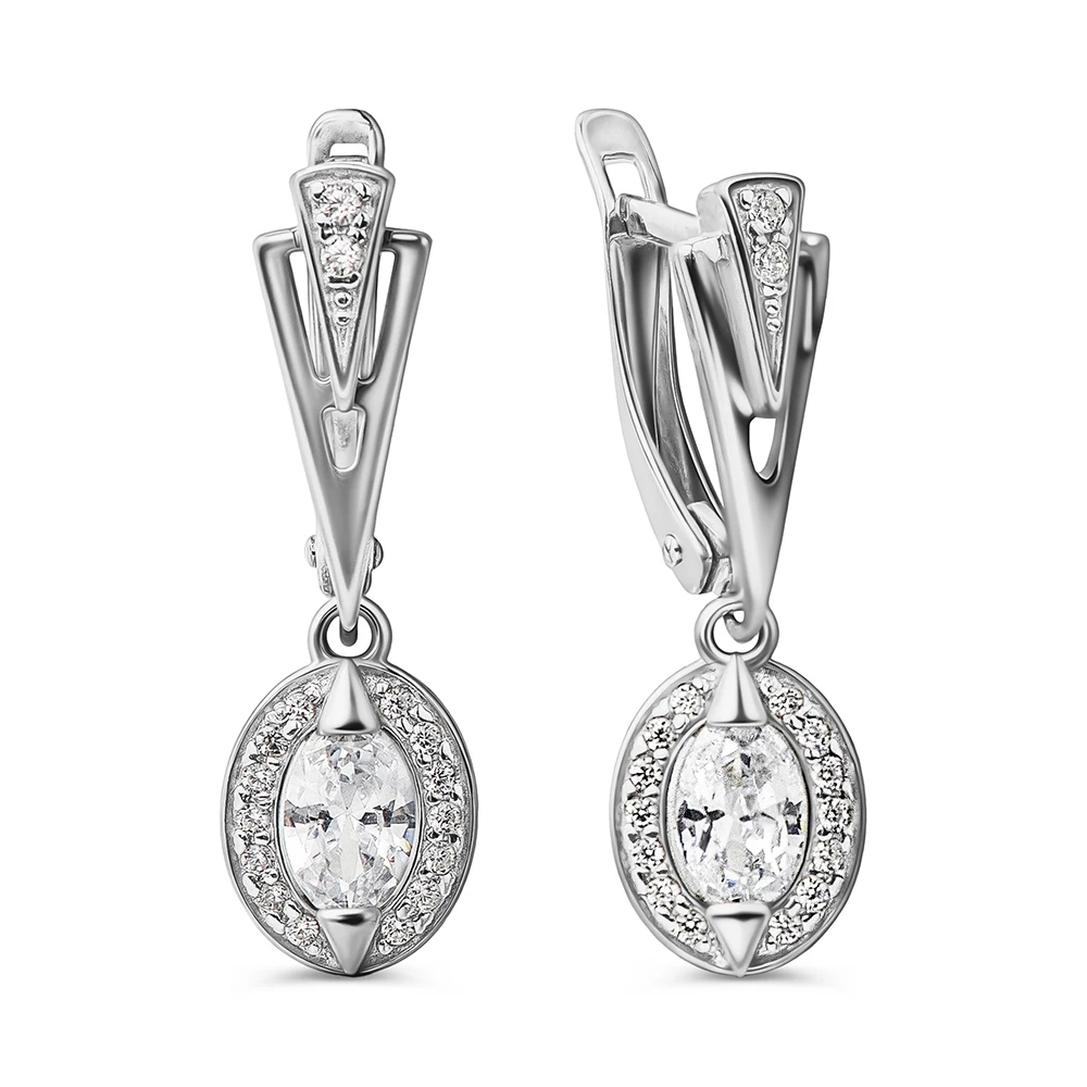 Серьги с фианитами из серебра 925 пробы
