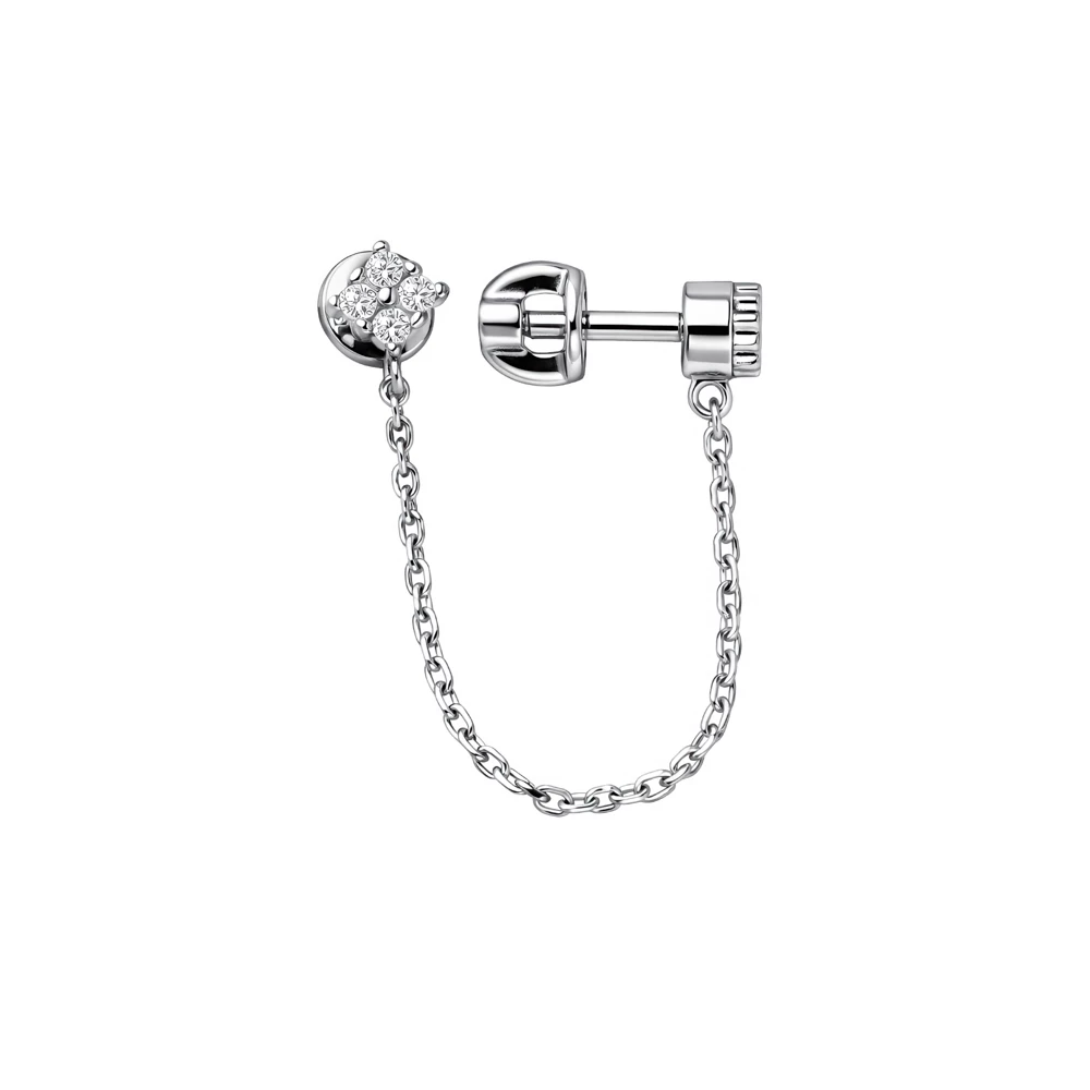 Серьга с фианитами из серебра 925 пробы 2