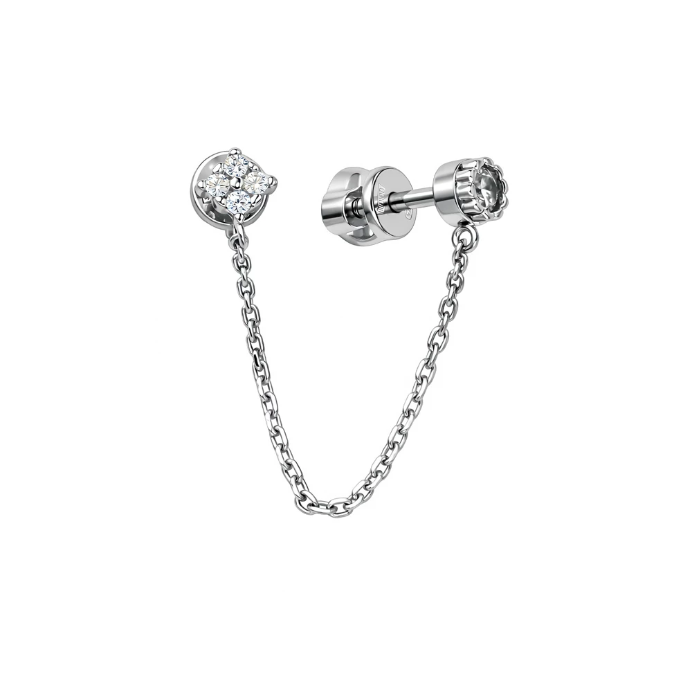 Серьга с фианитами из серебра 925 пробы 1