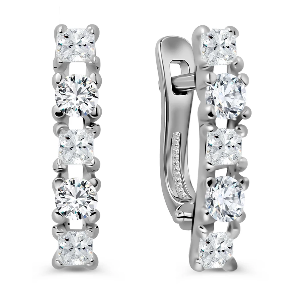 Серьги с фианитами из серебра 925 пробы 1