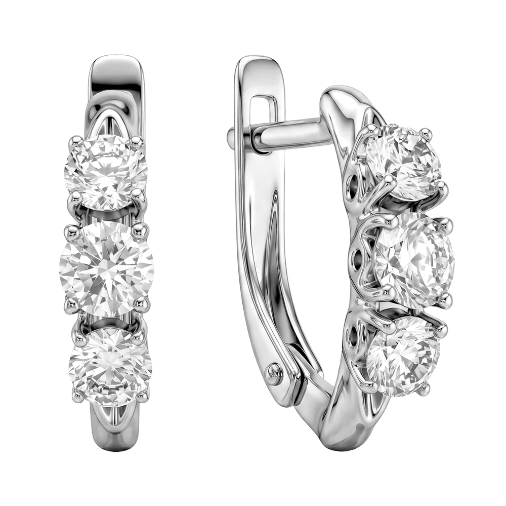 Серьги с фианитами из серебра 925 пробы 1