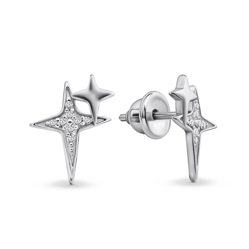 Серьги с фианитами из серебра 925 пробы
