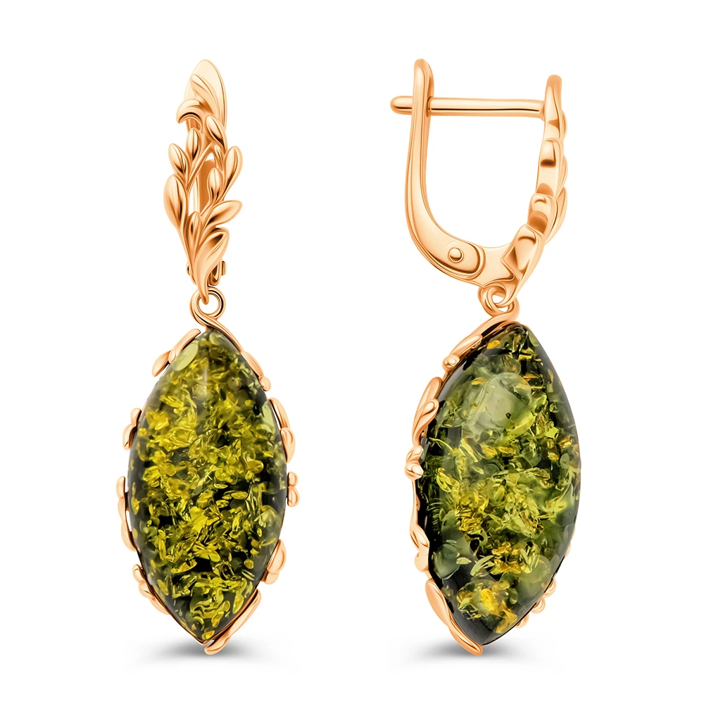 Серьги с янтарем из серебра 925 пробы