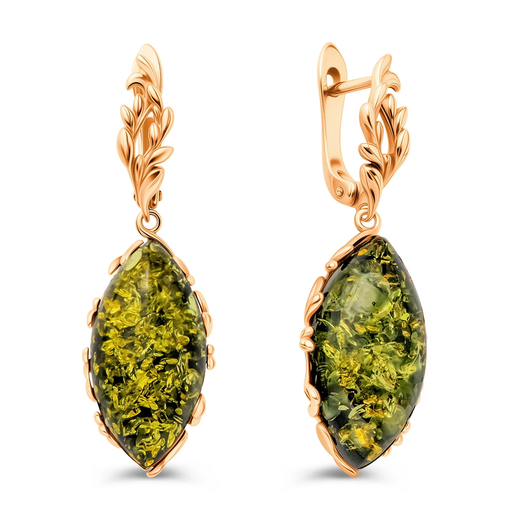 Серьги с янтарем из серебра 925 пробы