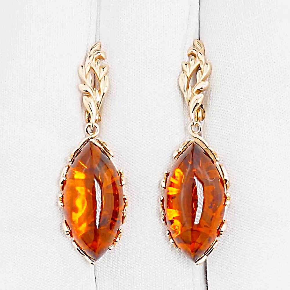 Серьги с янтарем из серебра 925 пробы 1