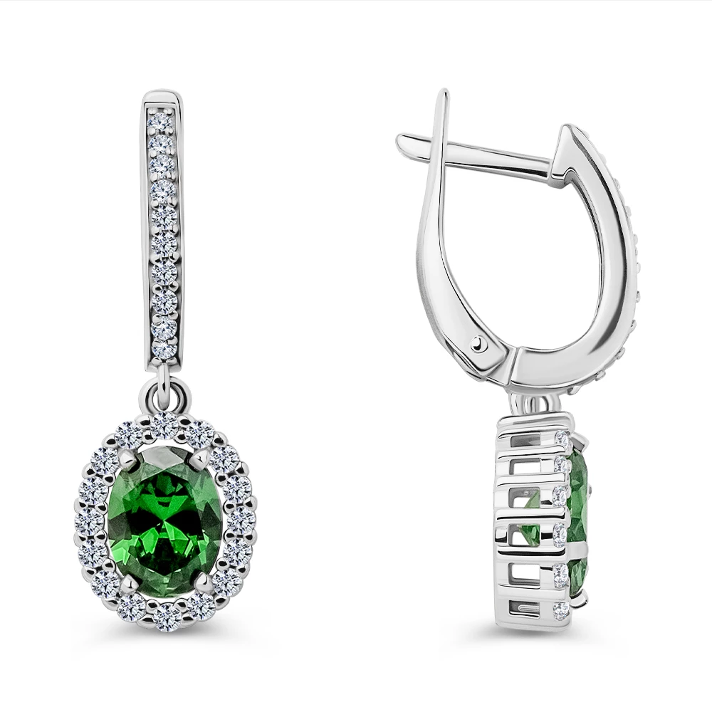 Серьги с фианитами из серебра 925 пробы