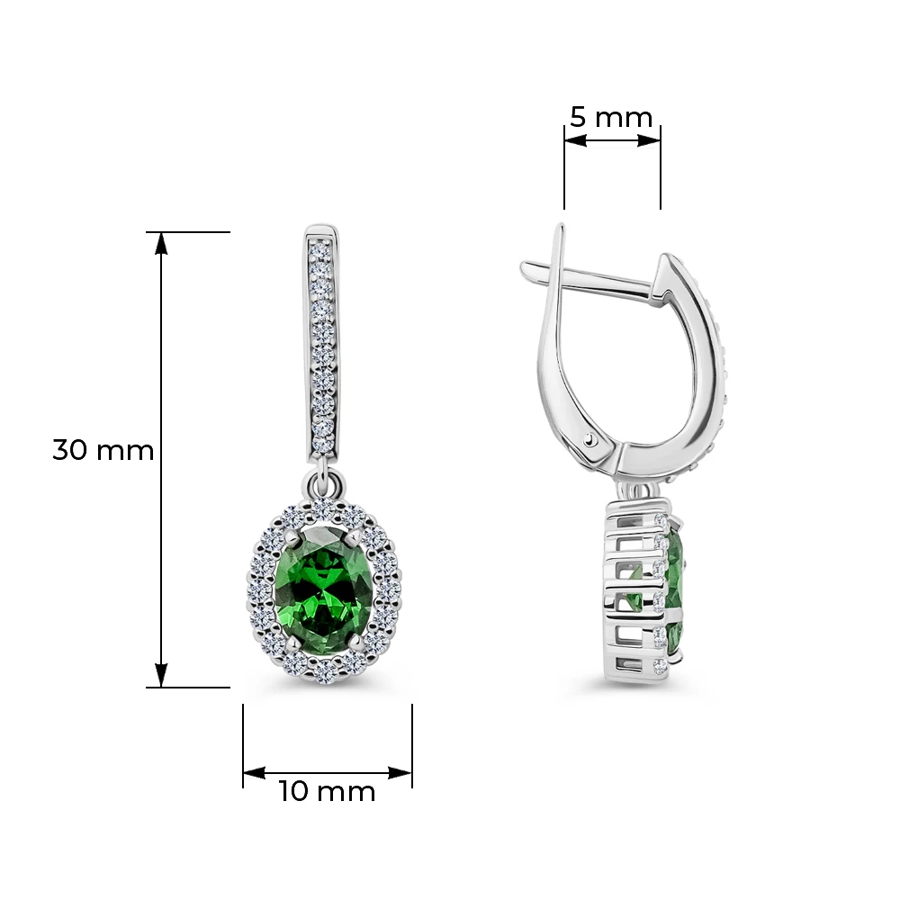Серьги с фианитами из серебра 925 пробы