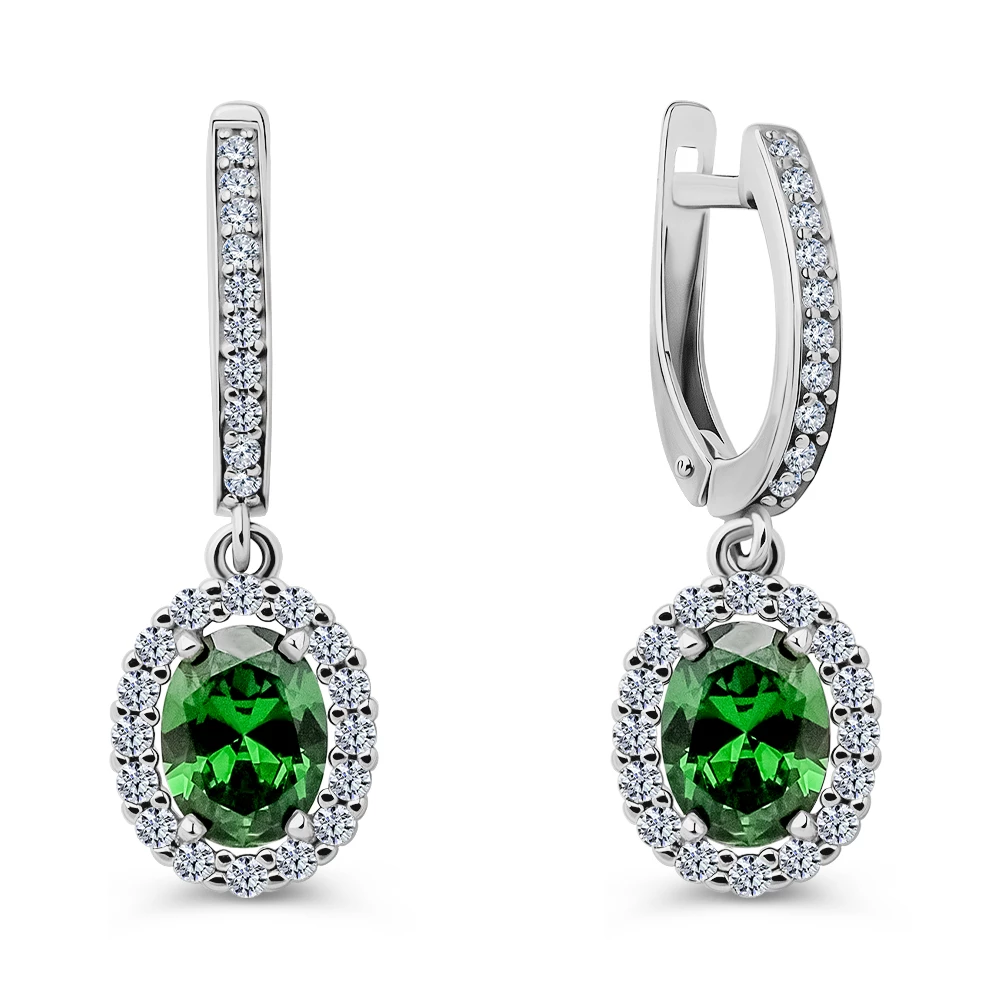 Серьги с фианитами из серебра 925 пробы