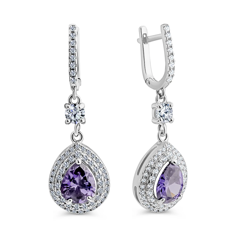 Серьги с фианитами из серебра 925 пробы 1