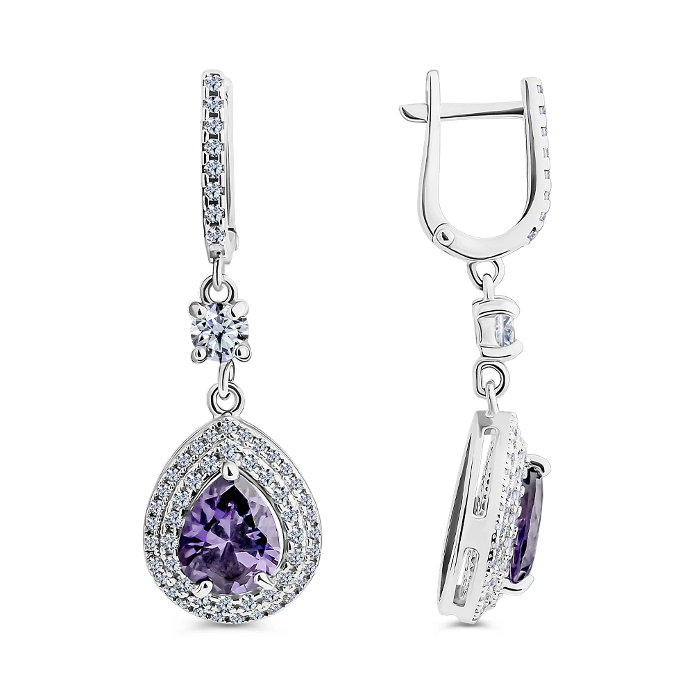 Серьги с фианитами из серебра 925 пробы 2