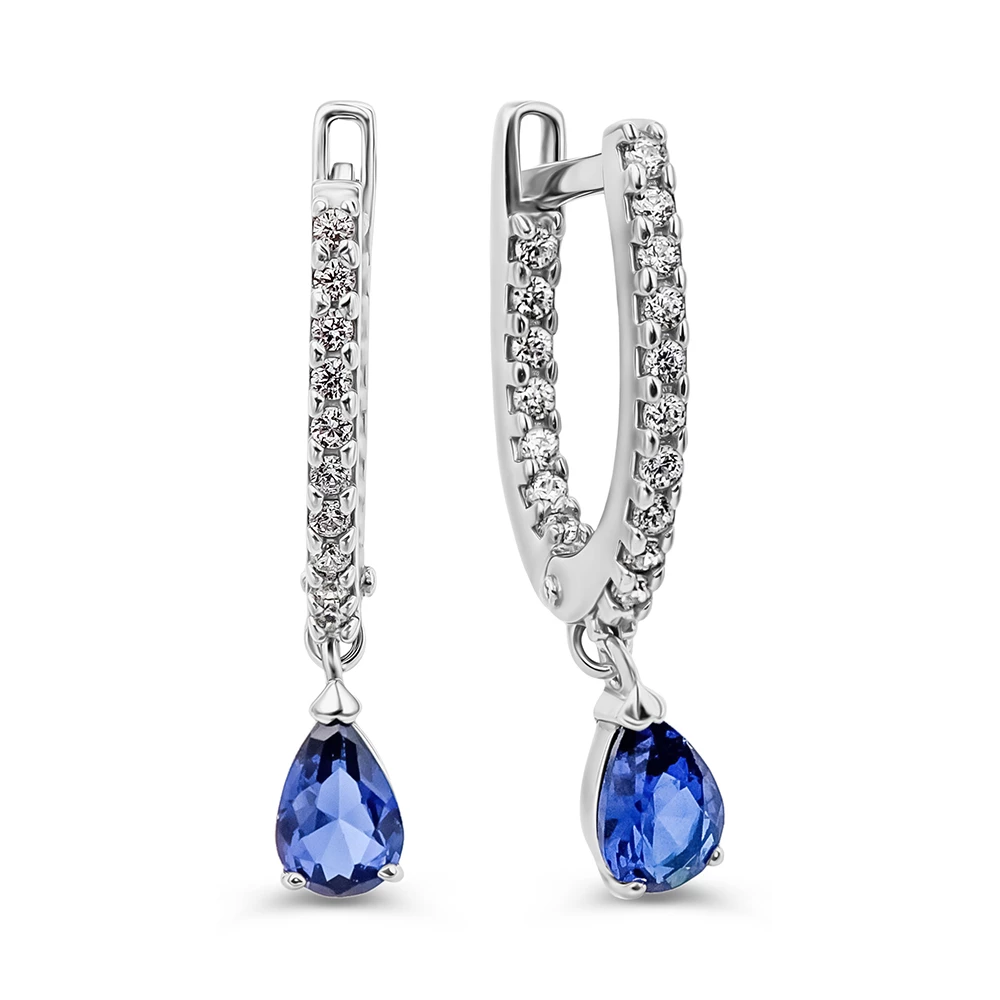 Серьги с фианитами из серебра 925 пробы 1