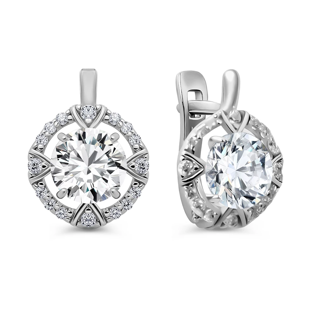 Серьги с фианитами из серебра 925 пробы 2