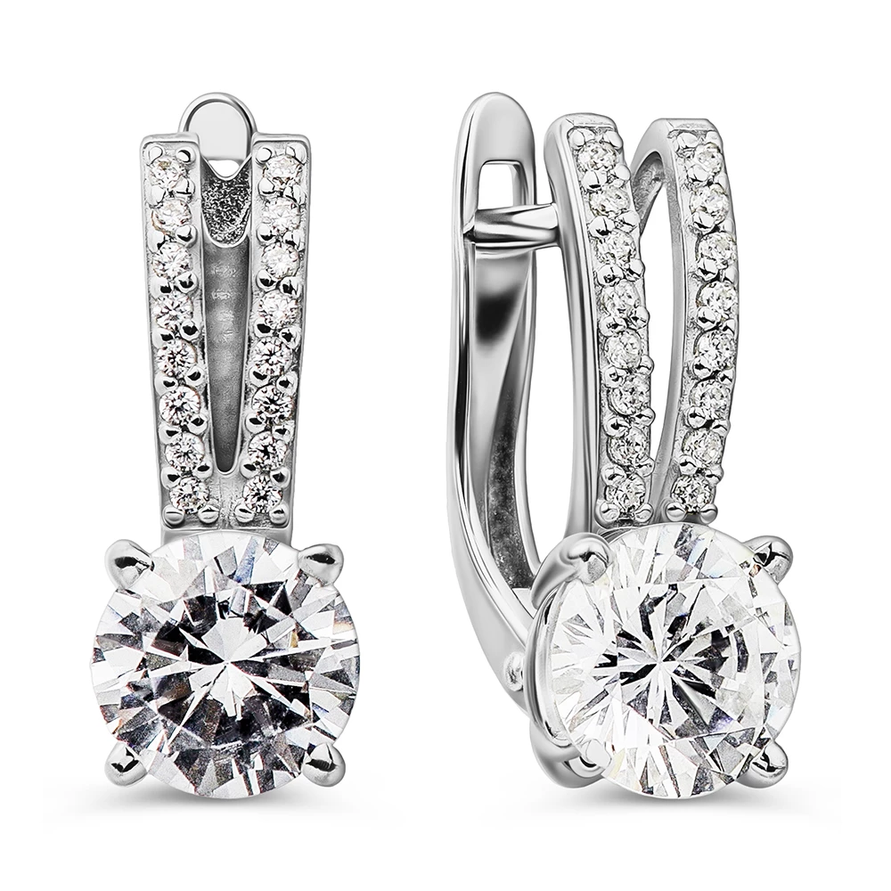 Серьги с фианитами из серебра 925 пробы 1