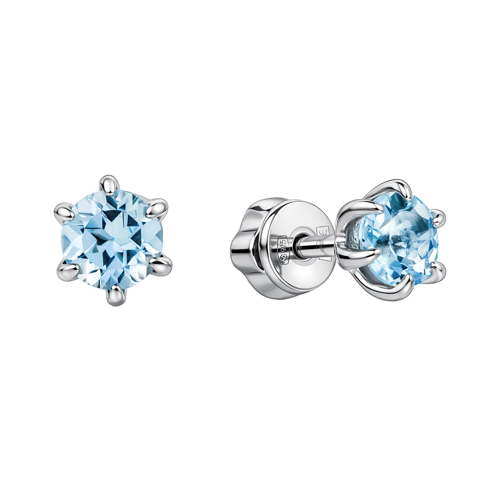 Серьги с топазами из серебра 925 пробы
