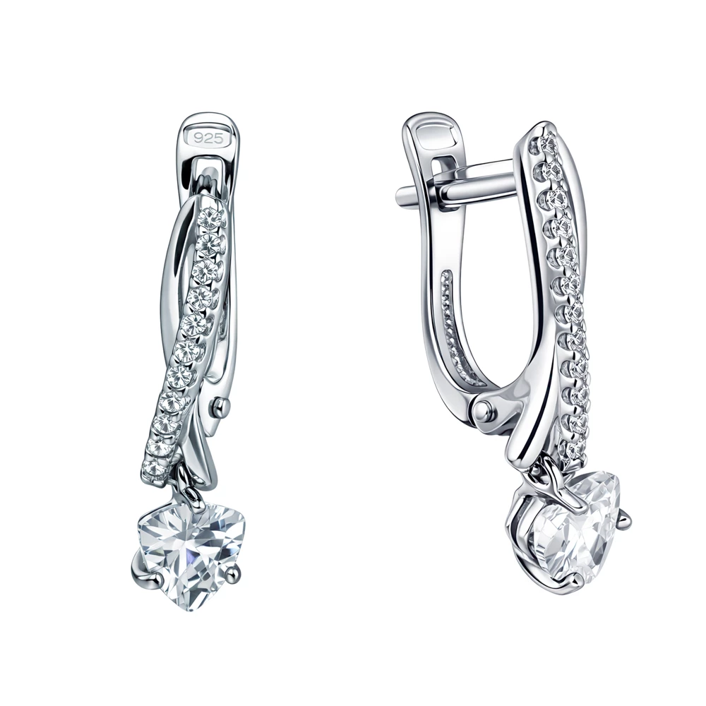 Серьги с фианитами из серебра 925 пробы 1