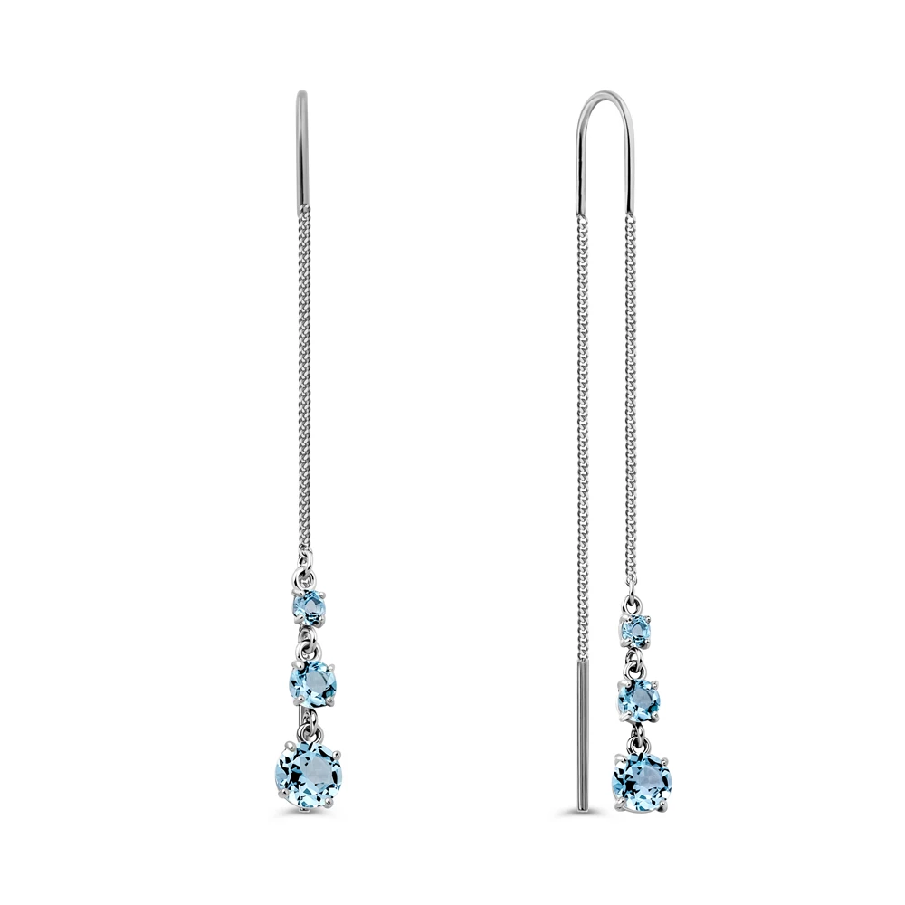 Серьги с топазами из серебра 925 пробы